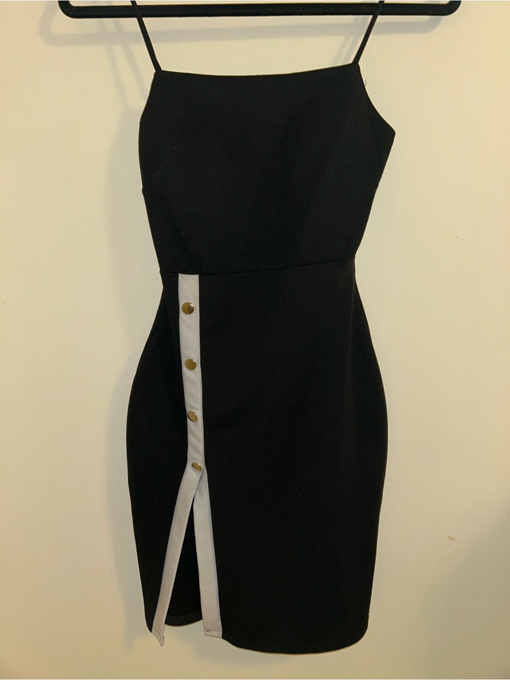 Love Culture Black Mini Sheath Dress with White Placket